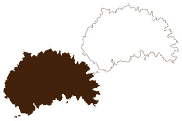 Ua Huka island (France, French Republic, Pacific Ocean, Marquesas Islands Archipelago, French Polynesia) map vector illustration, scribble sketch Ua-Huka map