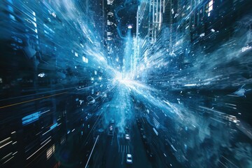 Fototapeta premium Abstract city street light explosion effect