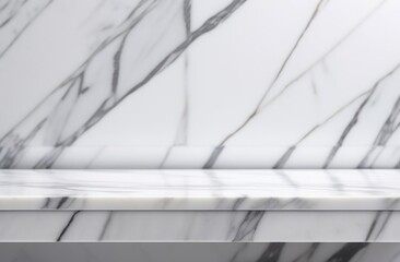 Obraz premium Banner. Marble countertop against a marble wall background. Background for photographs.