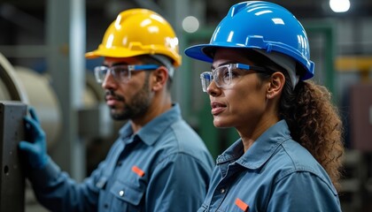 Construction Workers Collaborating on a Job Site with Safety Gear