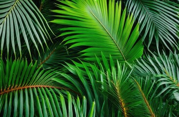Banner. Exotic palm leaves on a black background. 