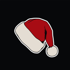 Original vector illustration of Santa Claus hat in vintage style. Design elements. T-shirt design.