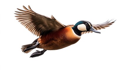 Irer&ecirc; Bird, White-faced Whistling-Duck Flying on White Background, Photo Realistic, Standard Background, Wallpaper, Cover and Screen of Smartphone, PC, Laptop, 9:16 and 16:9 Format