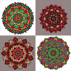 Set of gold zentangle mandalas