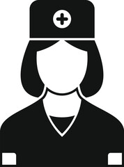 Female doctor wearing uniform and hat with medical cross icon
