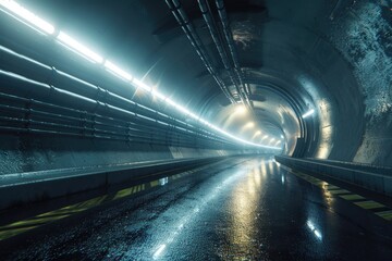 Light trail in tunnel