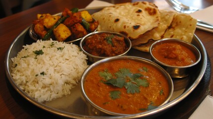 Delicious Indian Cuisine Plated with Variety
