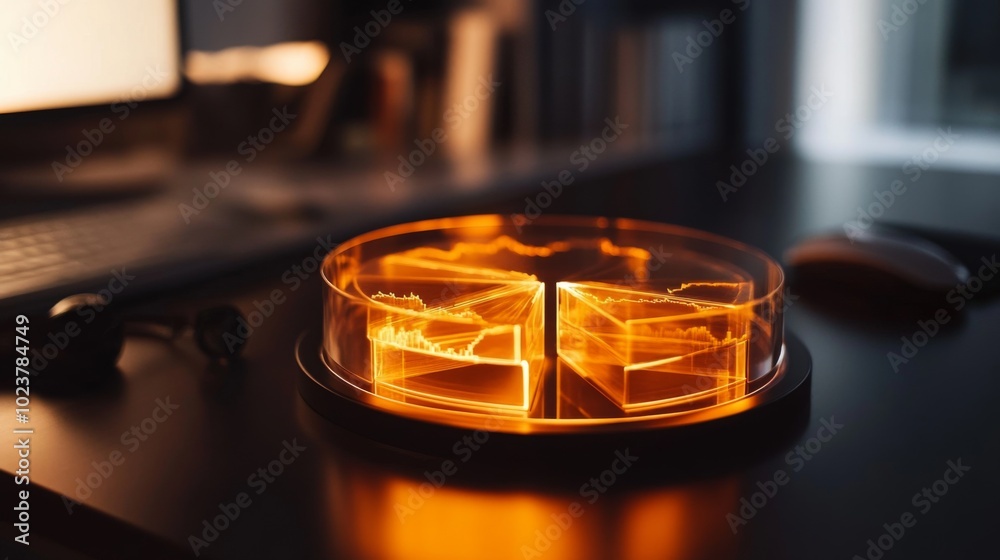 Poster futuristic data visualization concept in orange glow
