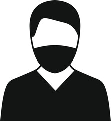 Doctor wearing medical mask icon in simple style on a white background