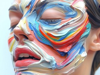 Obraz premium Expressive Abstract Portrait Capturing the Emotional Journey of Self Development