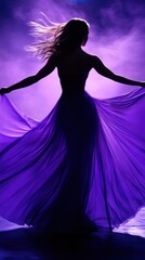 Fototapeta premium Graceful Silhouette in Flowing Fabric Danced Against Pastel Gradient Backdrop
