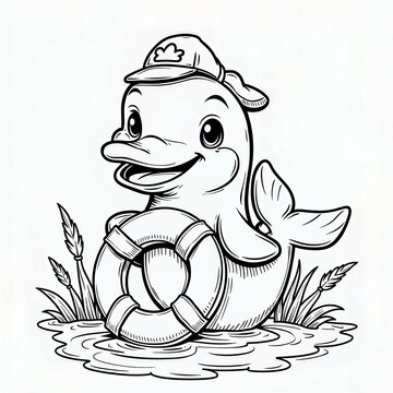 recommend clip art: Cartoon Duck Lifeguard