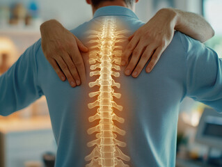 A wellness practitioner provides healing touch at a serene clinic, specializing in spine care