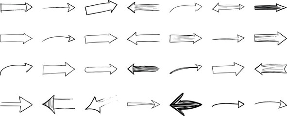 A collection of hand-drawn arrows pointing in various directions.
