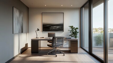 Fototapeta premium Modern Office Interior with Natural Light and Minimal Design