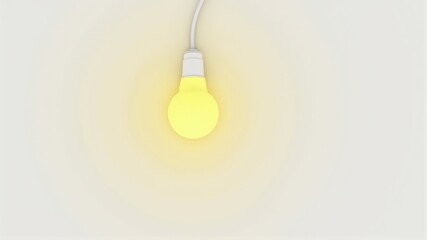 Minimalist Glowing Light Bulb Hanging from Ceiling
