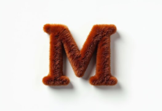 Furry Brown Letter M Made of Animal Fur for Creative Projects and Decor