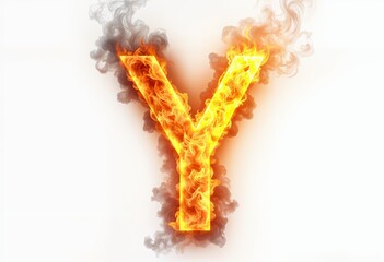 A Fiery Representation of the Letter Y Surrounded by Flames and Smoke for Eye-Catching Designs
