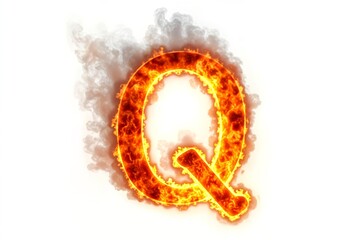 A Burning Letter Q Surrounded by Flames and Smoke for Bold Visual Communication