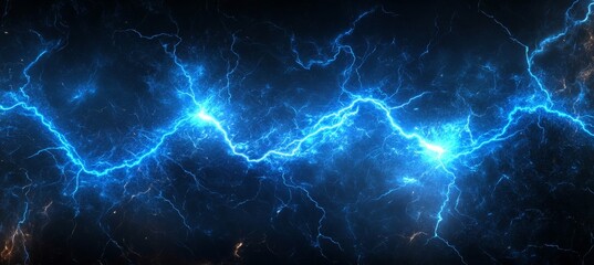 Blue Electric Arc, Abstract Background. Energy, Power Concept. Lightning Discharge, Electric Flash.