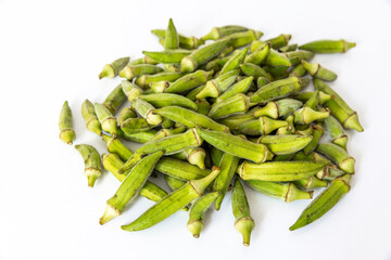 Small size Edirne region okra on a white background