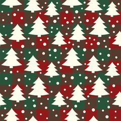 Christmas Patchwork Checkered Plaid Tartan Quilt Seamless Pattern