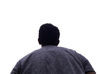 rear view of a man looking up 