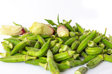 Small size Edirne region okra on a white background