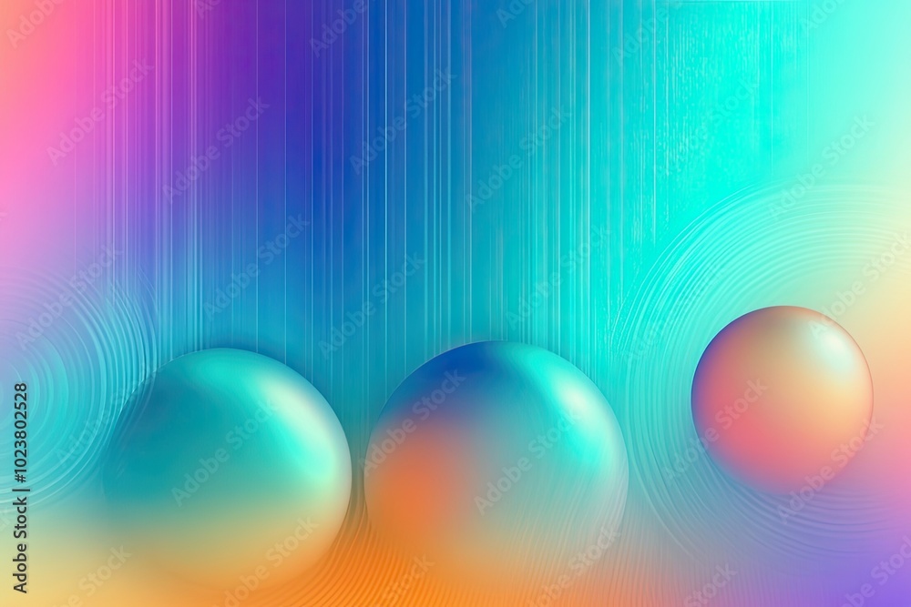 Poster vibrant iridescent liquid gradient background with smooth spheres and flowing colors