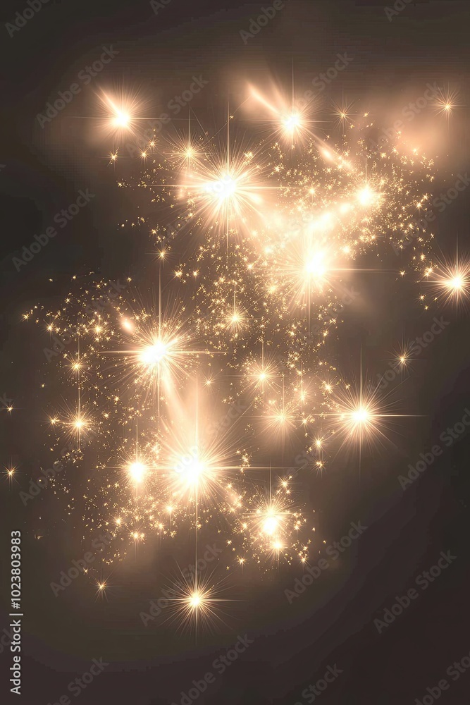 Poster flecks of light scattered against a dark background creating a starry night effect