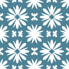 Winter Themed Blue and White Snowflake Seamless Pattern for Holiday Wrapping