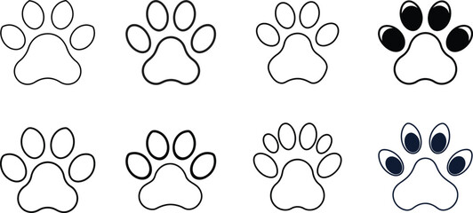 Paw Print Vector Illustration Set for Dogs and Cats Perfect for Pet Lovers
