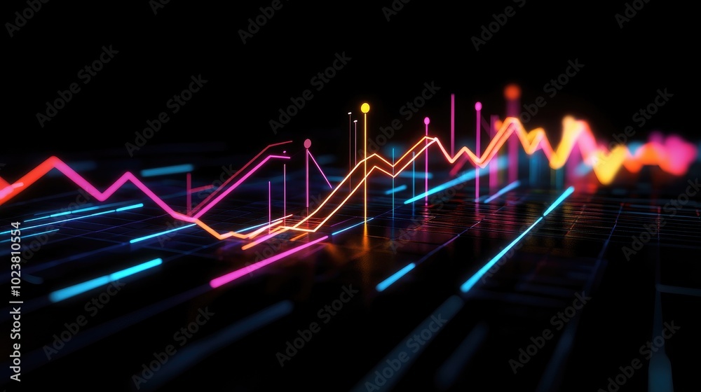 Poster colorful data visualization with dynamic lines