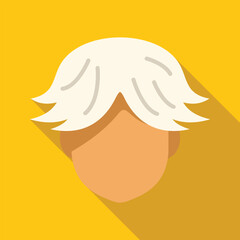 Man face with stylish haircut flat icon design with long shadow on yellow background