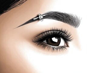Naklejka premium Simple minimalist line drawing of an eyebrow with a barbell piercing, representing clean and subtle piercings
