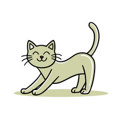 Obraz premium A minimalist line drawing of a cat stretching with a happy face. Discover customizable cat and dog vector art for t-shirts, logos, projects, and more. Download and print high-quality designs in variou