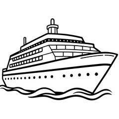 Cruise Ship Sea Vacation Drawing stock illustration