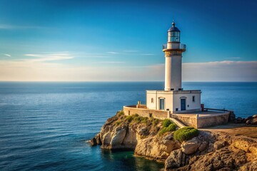 Minimalist lighthouse on coast of Palma de Mallorca