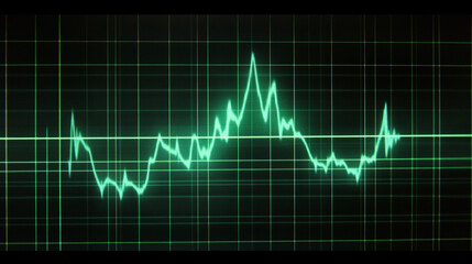 Green Oscilloscope Waveform on Grid Background