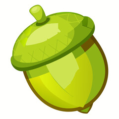 Cartoon green acorn isolated on white background stock illustration