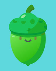 Cartoon green acorn isolated on white background stock illustration