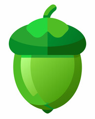 Cartoon green acorn isolated on white background stock illustration