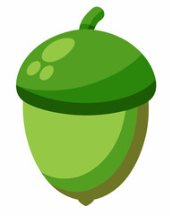 Cartoon green acorn isolated on white background stock illustration