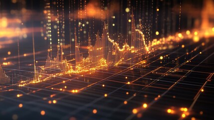 Fototapeta premium Digital Data Visualization with Golden Elements