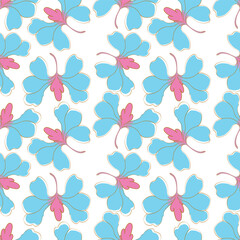 Obraz premium Creative collage contemporary floral seamless pattern. Fashionable template for design. 