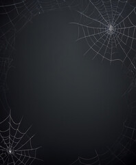 Halloween background - spider webs on a black wall