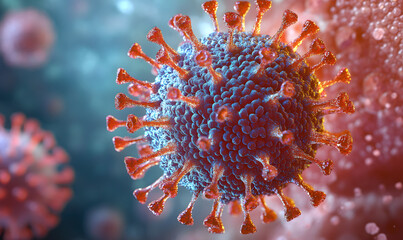 Epstein-Barr DNA herpes virus infecting a B lymphocyte, electron micrograph. EBV, herpesvirus 4 cell, can cause infectious mononucleosis disease. Human health, virology science medical 3D illustration