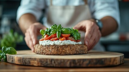 Chef preparing a gourmet dish in a restaurant kitchen, showcasing the creativity and precision involved in the culinary arts
