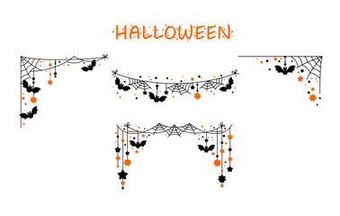 Vector illustration Halloween background, banner, card, cartoon doodle, frame