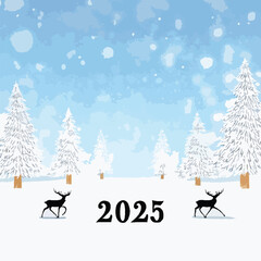 2025 happy new year themed vector drawing